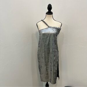 Future Collective Women Elegant Silver One-Shoulder Dress